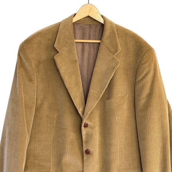 Vintage Ralph Lauren Chaps Mens Sport Coat 48 Tall Corduroy Golden Wheat Tan - Picture 2 of 16
